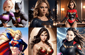 Superhero AI characters Spiderman AI and Catwoman AI
